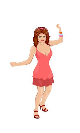 illustration of   girl dances in a short dress  の写真素材