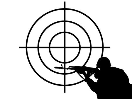 the silhouette of  one men with weapons の写真素材