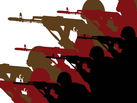 the silhouette of  one men with weapons の写真素材