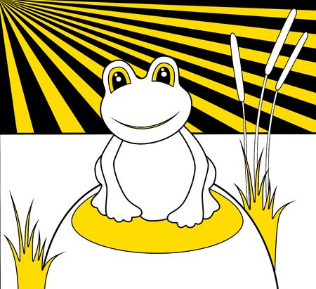 illustration of  green smiling frog with big eyes  の写真素材