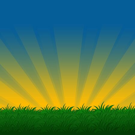 illustration of  meadow with bright green grass  の写真素材