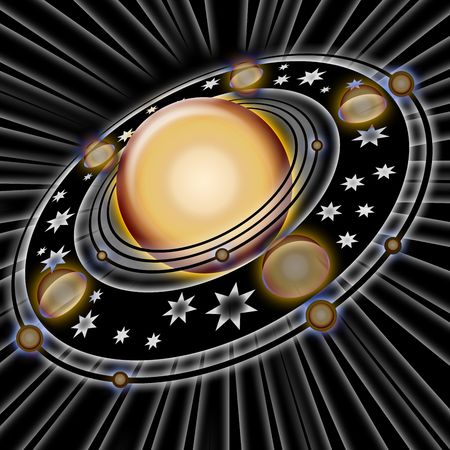 pattern  in the manner of planet  with  rings  の写真素材