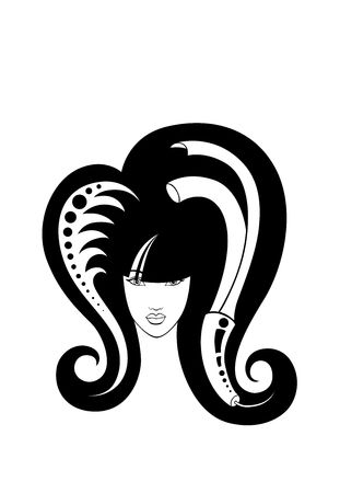 illustration of  girl  with hairdressing accessories の写真素材