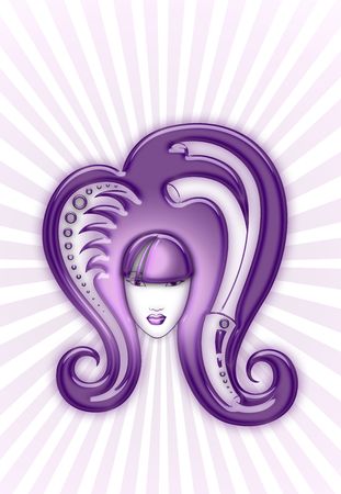 illustration of  girl  with hairdressing accessories の写真素材