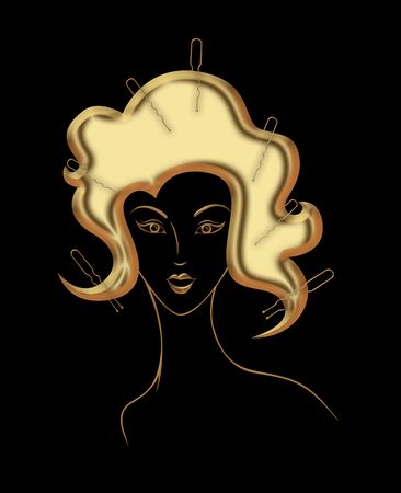 illustration of  girl  with hairdressing accessories の写真素材