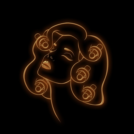 illustration of  girl  with hairdressing accessories の写真素材