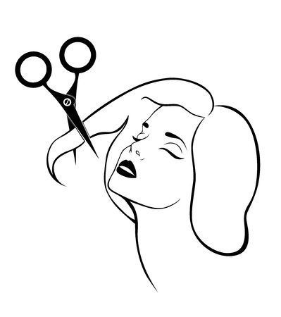 illustration of  girl  with hairdressing accessories の写真素材