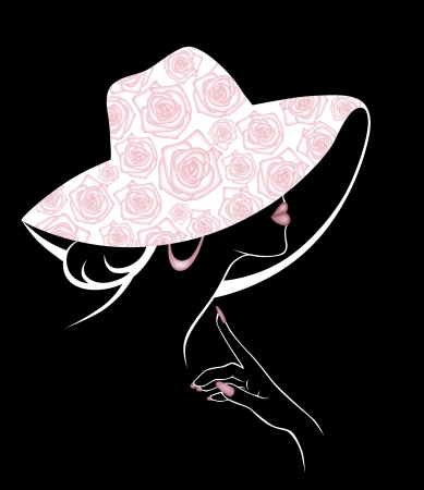 illustration of a girl in a big hatの写真素材