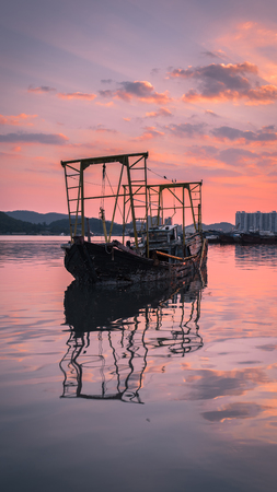 A stranded shipの写真素材