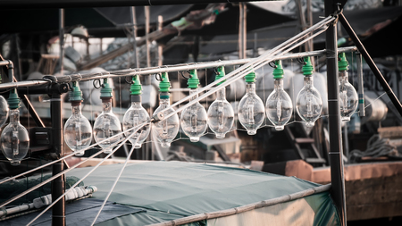 A fishing lamp on a fishing boatの写真素材