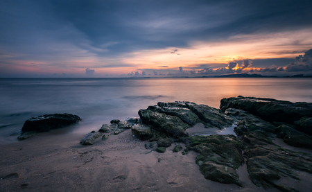 Seaside reef sunsetの写真素材