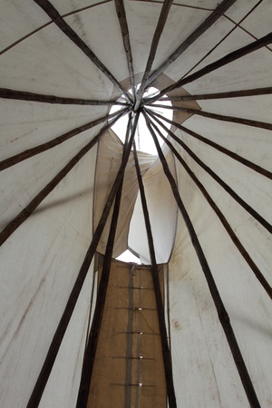 Inside a North American Plains Indian style teepeeのeditorial素材