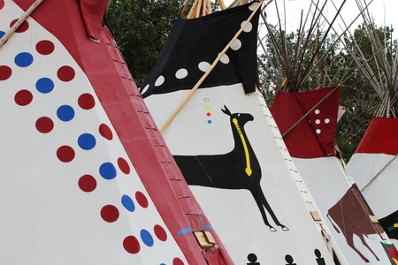 Animal design motifs on North American Indian teepeeのeditorial素材