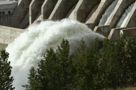 The Ghost Hydroelectric Dam spillway, Alberta, Canadaのeditorial素材