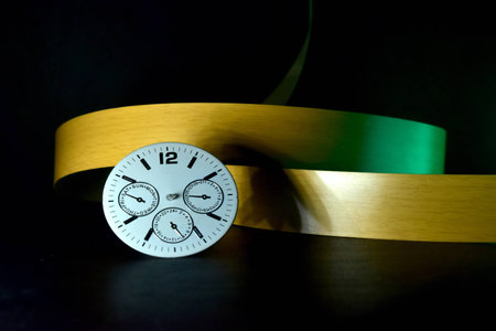 A white watch with ribbon objects stock photograph