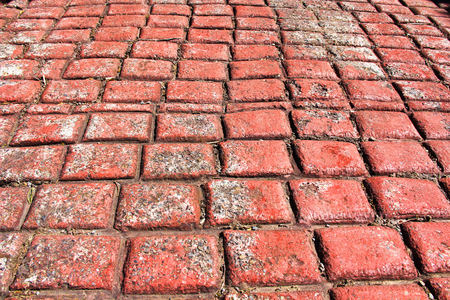 red old bricks background texture with perspectiveの写真素材