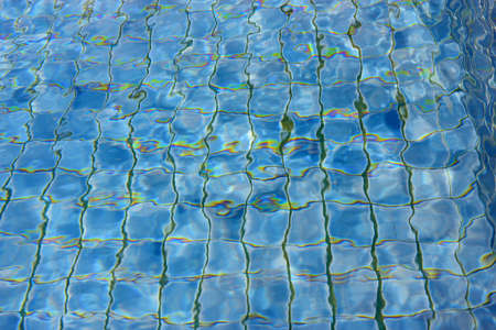 background made of a close-up of pool water reflect with light の写真素材