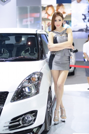beautiful female presenters model of motor show in Bangkok Thailandの写真素材