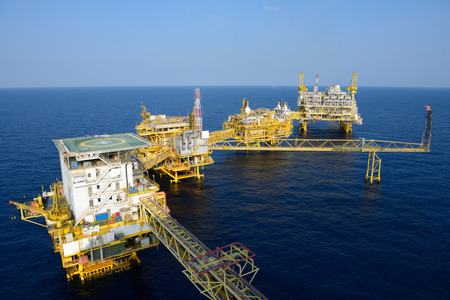 The large offshore oil rig drilling platformの写真素材