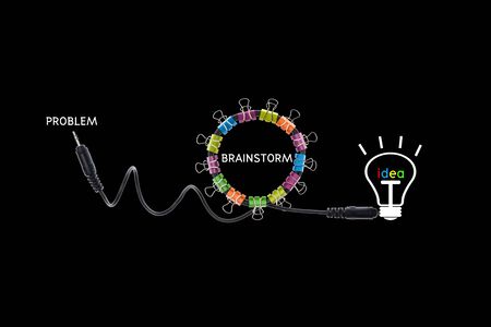 Brainstorm concept creative modern design on black background,business conceptの写真素材