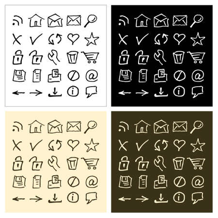 Sketch web icons set in 4 colorのイラスト素材