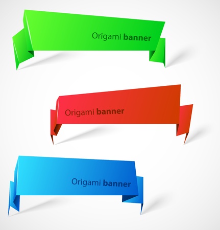 Set of origami bannersのイラスト素材