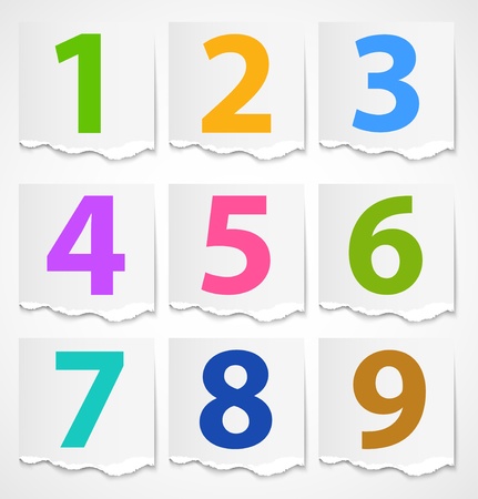 Colorful torn papers numbersのイラスト素材