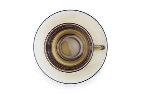 Cup and plate isolated on white backgroundの写真素材