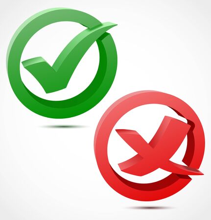 3d green and red check mark symbolsのイラスト素材