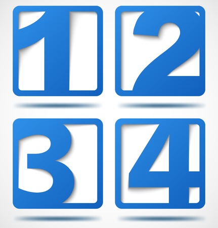 Blue 3d banners with numbers with shadows のイラスト素材