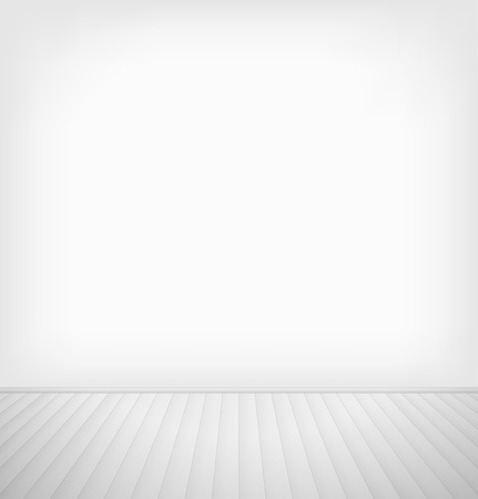 Empty room with white wall and white wooden floor interior  Vector illustrationのイラスト素材