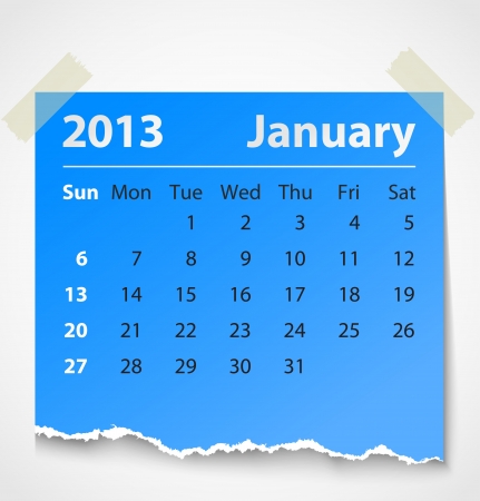 2013 calendar january colorful torn paper  Vector illustrationのイラスト素材