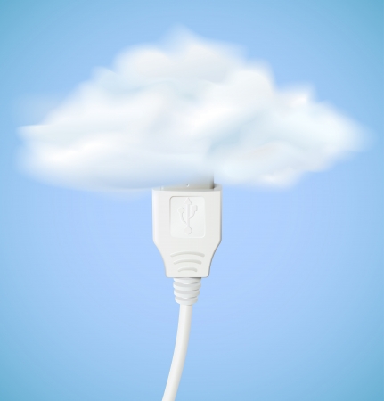 Cloud computing concept  Usb cable is connected to the cloud  のイラスト素材
