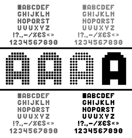 Pixel alphabet with numbers and symbolsのイラスト素材