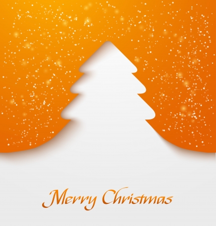 Orange abstract christmas tree applique with snow particles  illustrationのイラスト素材