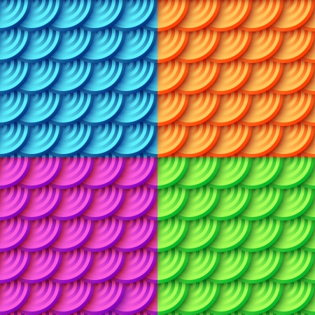 Seamles pattern of colored striped circles with drop shadows. Vector illustrationのイラスト素材