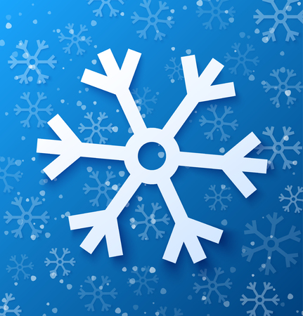 Paper abstract snowflake on blue background. Vector illustrationのイラスト素材