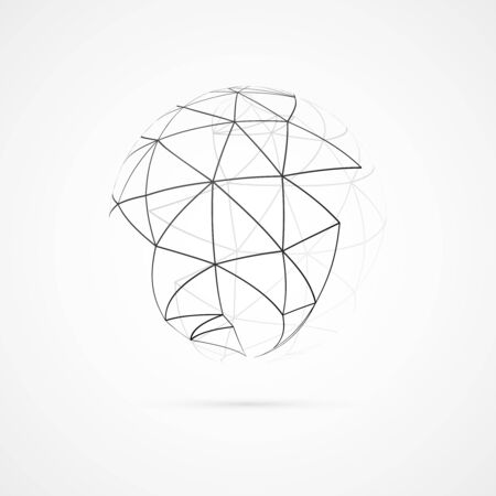 Abstract sphere with lines on white background  Vector illustrationのイラスト素材