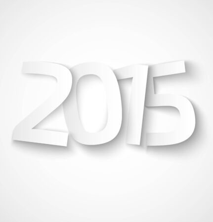Happy new year 2015 paper text on white background. Vector illustrationのイラスト素材