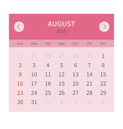 Calendar monthly august 2015 in flat design.のイラスト素材