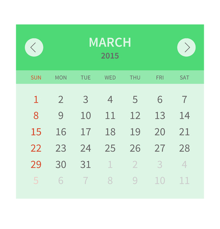 Calendar monthly march 2015 in flat design.のイラスト素材