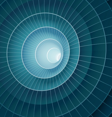 Abstract 3d blue spiral tunnel. Vector illustrationのイラスト素材