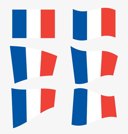 Set of french flags on white background. Vector illustrationのイラスト素材