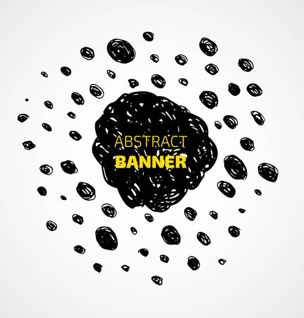 Abstract black scribble dots circle frame banner. Vector illustrationのイラスト素材