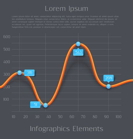 Modern orange 3d business diagram graph infographic elements. Vector illustrationのイラスト素材