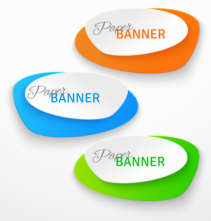 Set of oval colorful paper origami banners. Vector illustrationのイラスト素材