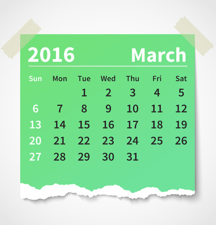 Calendar march 2016 colorful torn paper.のイラスト素材