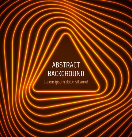 Abstract orange triangle border background with light effects. illustrationのイラスト素材