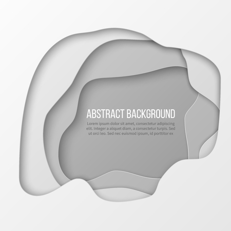 Abstract white paper cut layered backgroundのイラスト素材