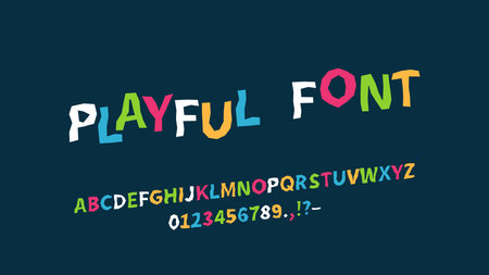 Playful font kids design, colorful alphabetのイラスト素材